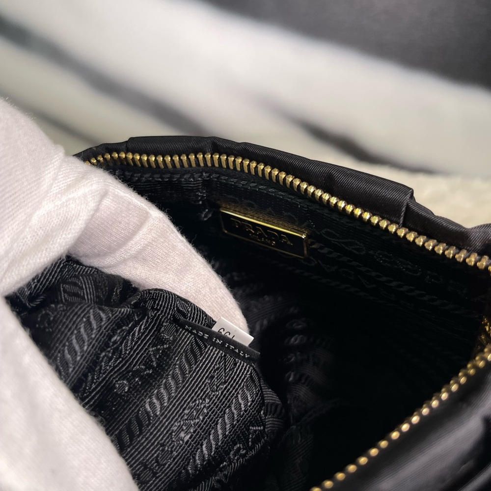 Prada Tessuto Nylon Bow Pouch in black - Picture 13 of 16